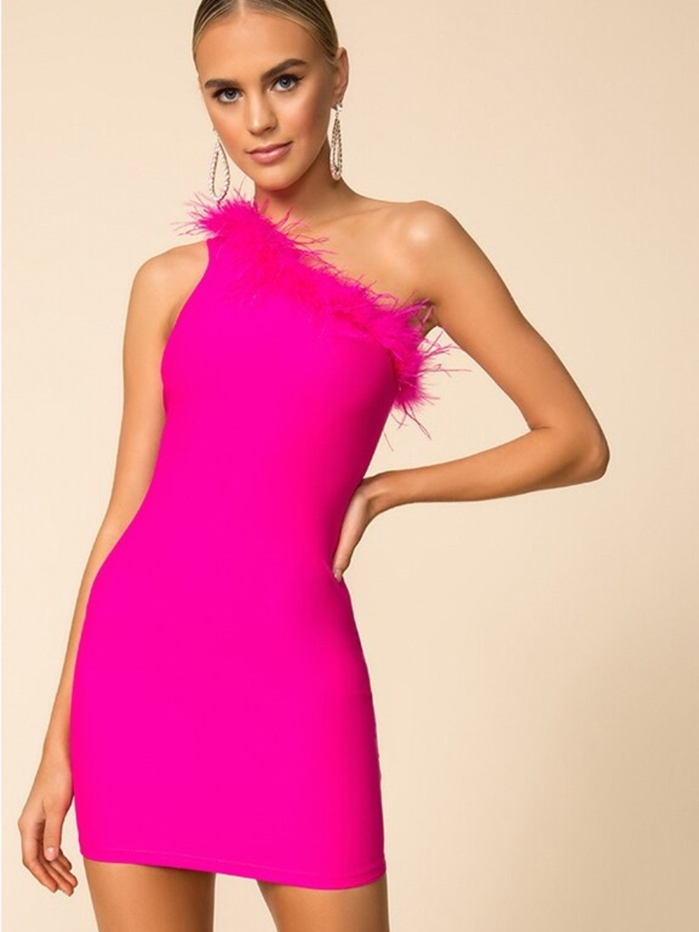 Thirty Thirty Pink One Shoulder Cocktail Dress Size M